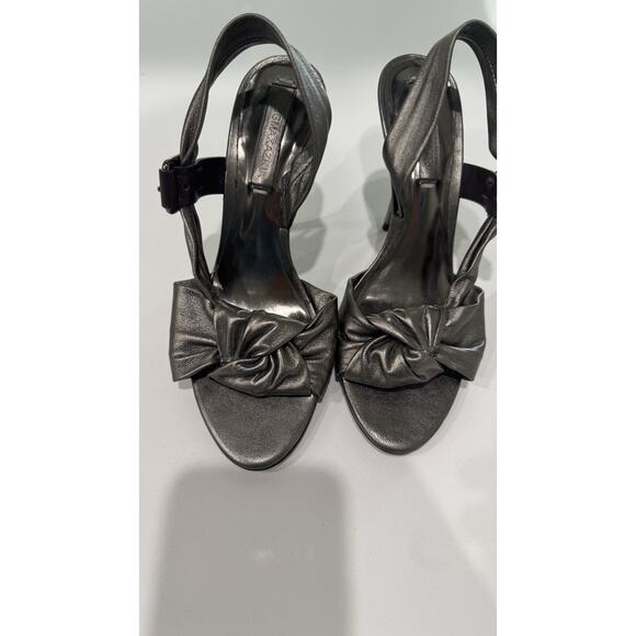 BCBGMAXAZRIA CHELSEY METALLIC Pewter Hell 6.5NIB classic the early 2000s Y2Kera - Picture 1 of 7